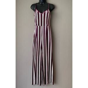 Forever 21 sz S red white valor stripe‎ jumpsuit